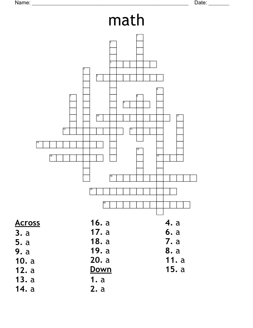math Crossword