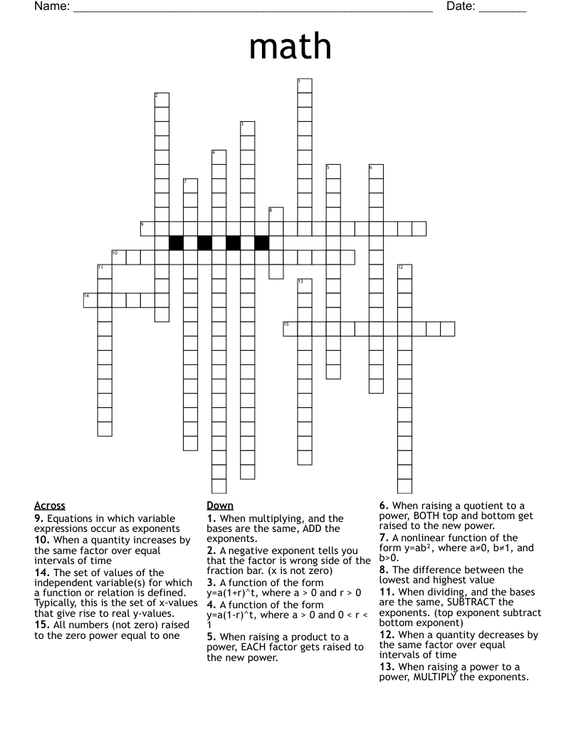 math Crossword