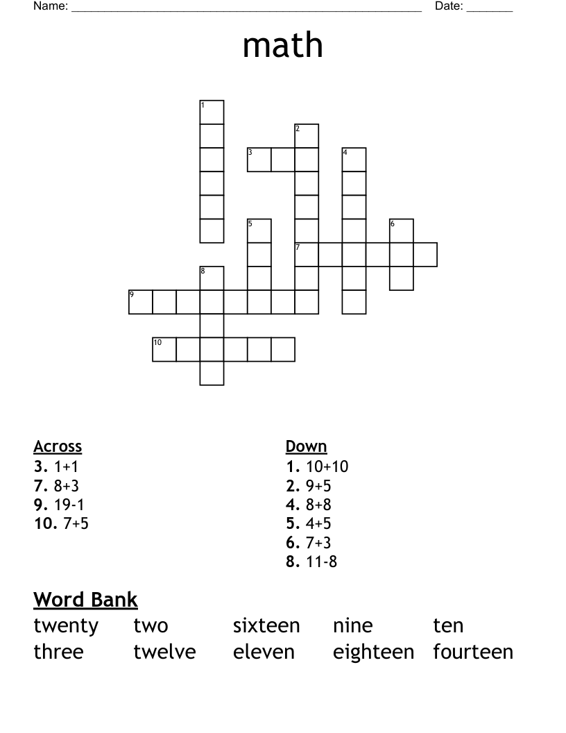 math Crossword