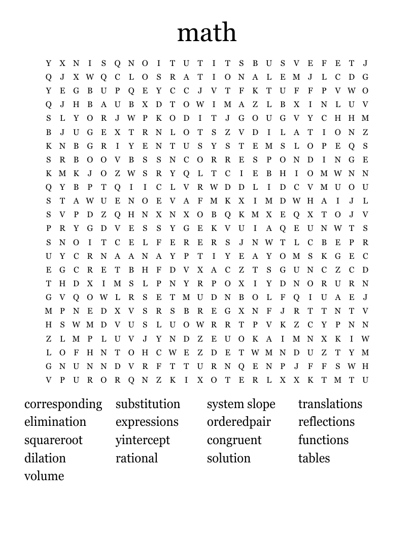 math Word Search