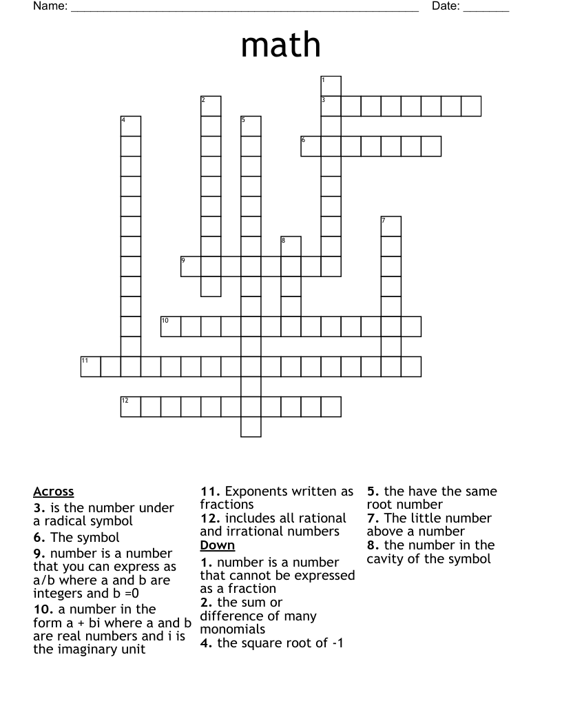 math Crossword