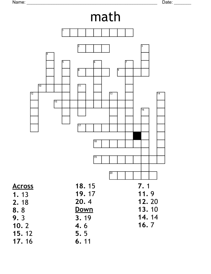 math  Crossword