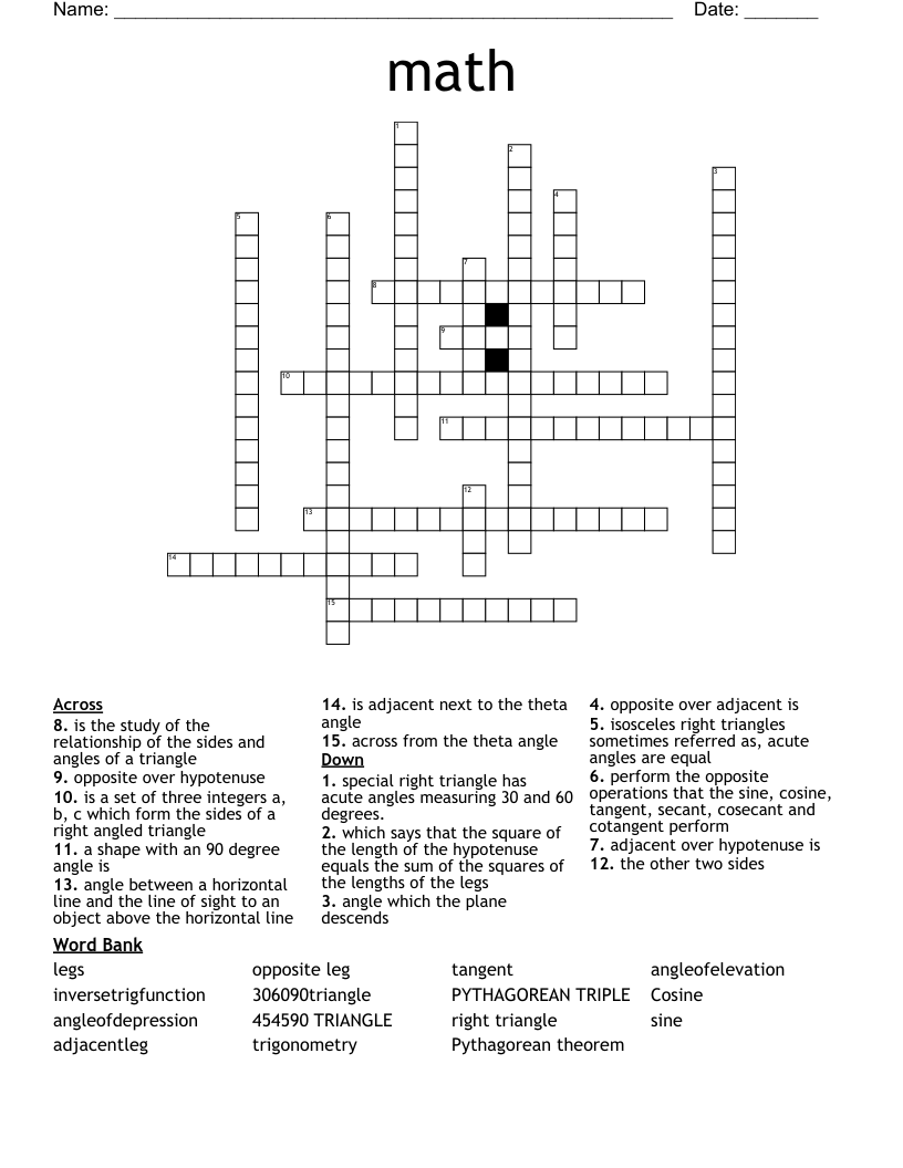 math  Crossword