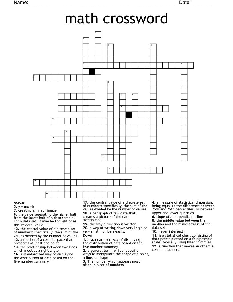math crossword