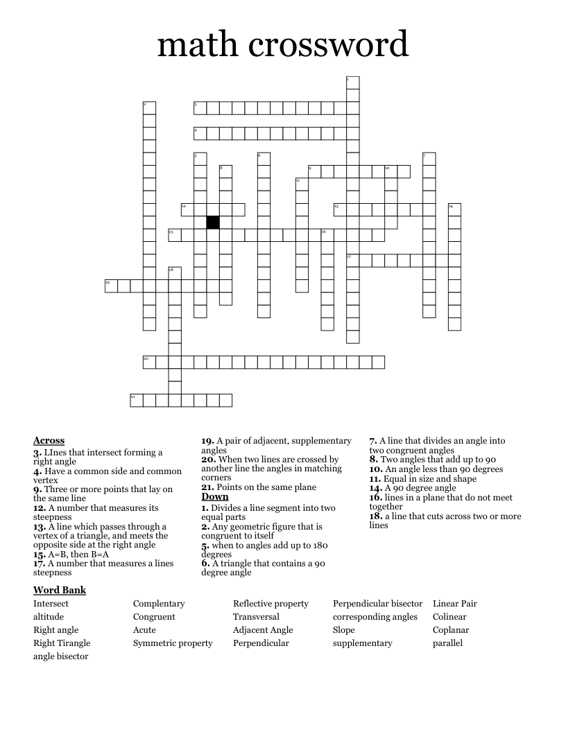 math crossword