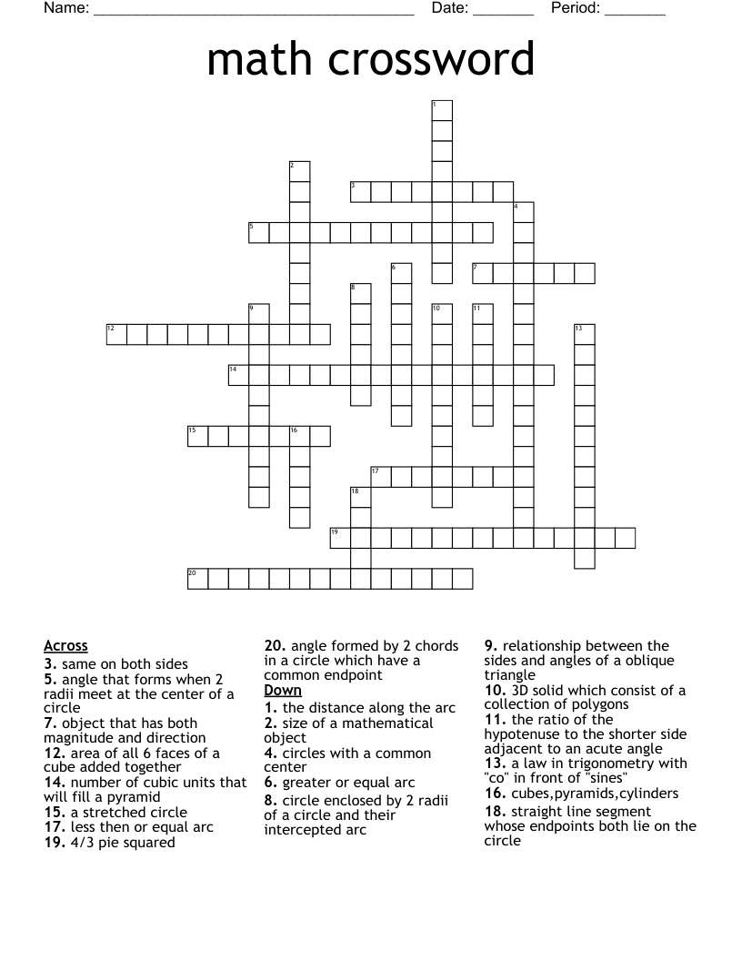 math crossword