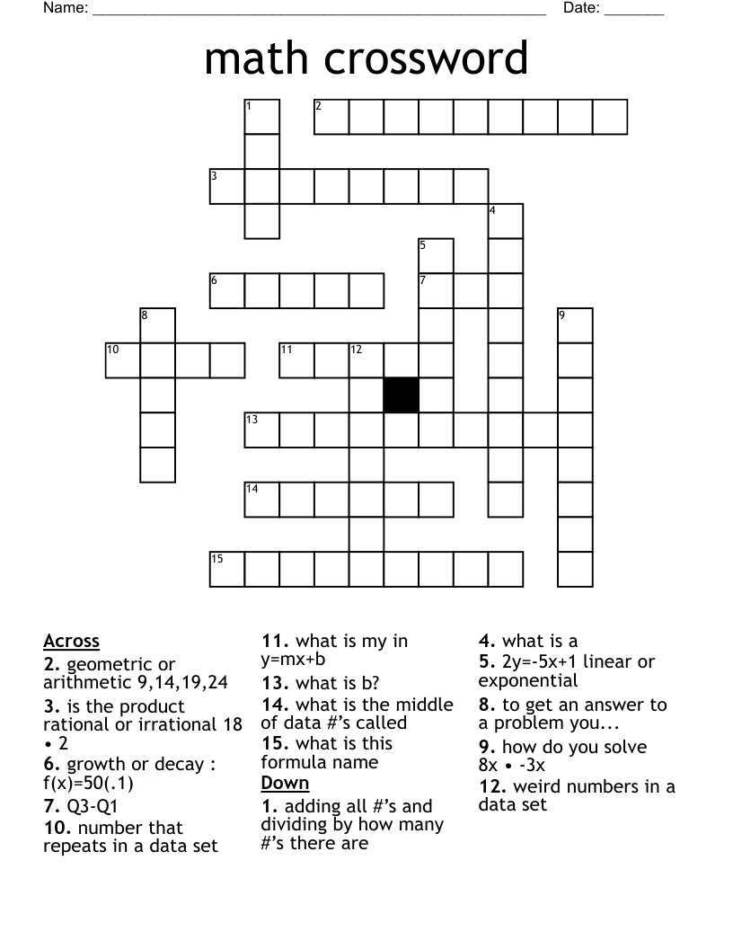 math crossword 