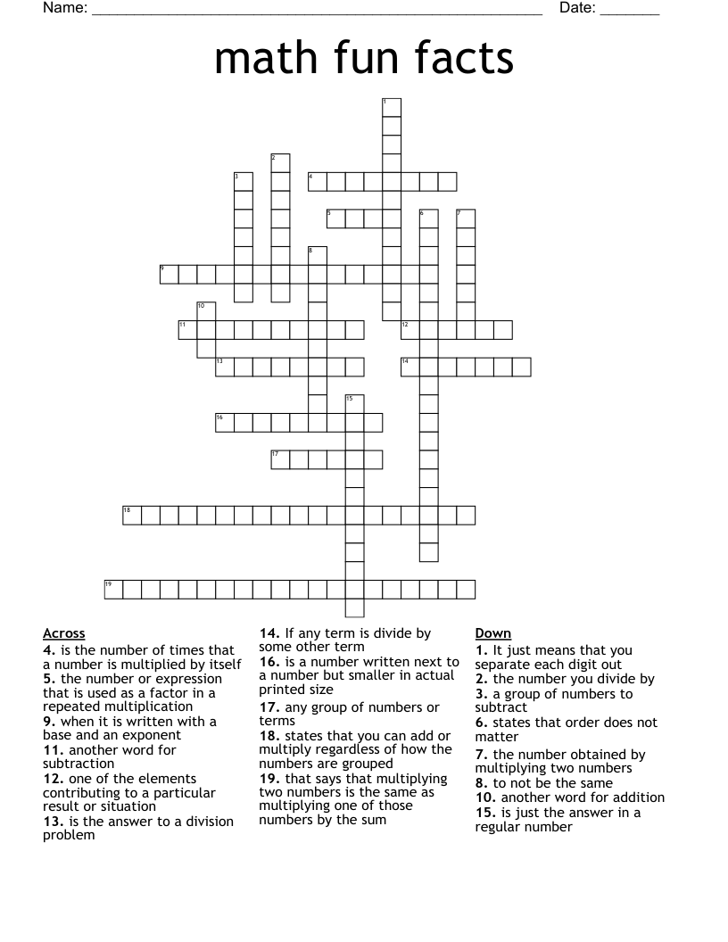 math fun facts Crossword