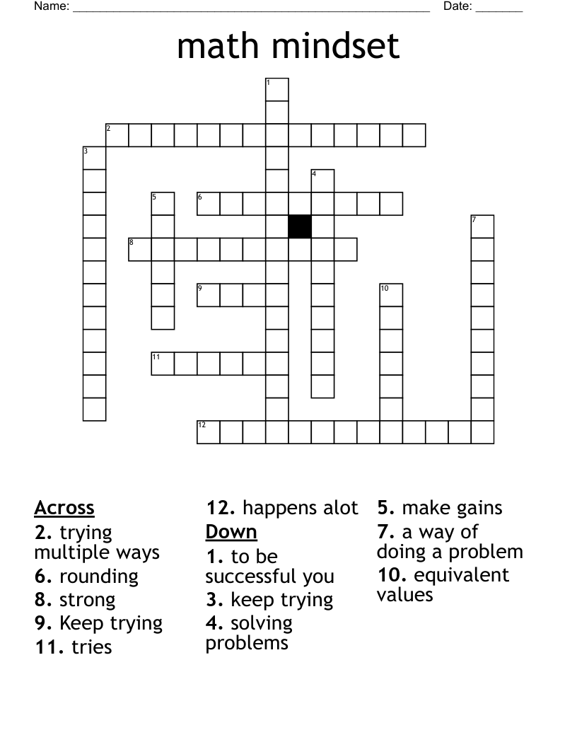 math mindset Crossword