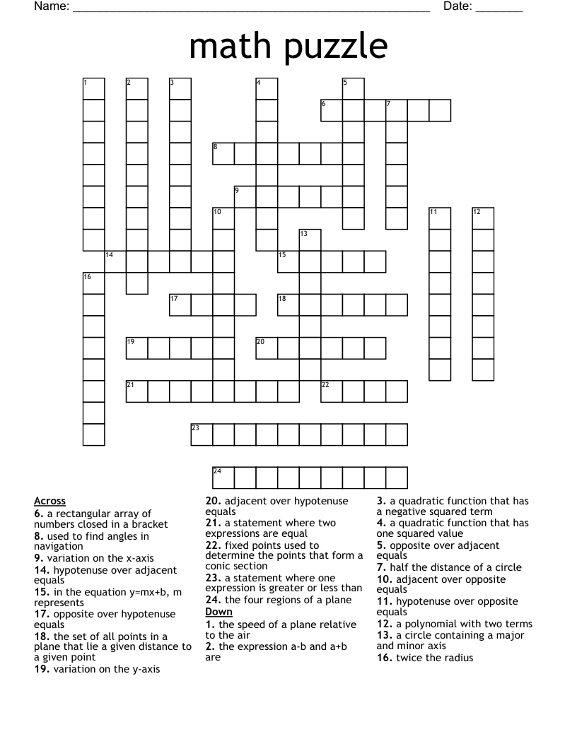 math puzzle  Crossword