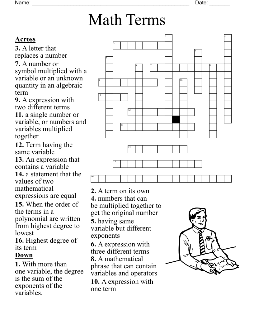 Math Terms Crossword