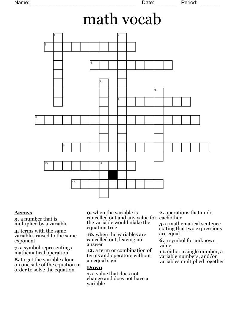 math vocab Crossword