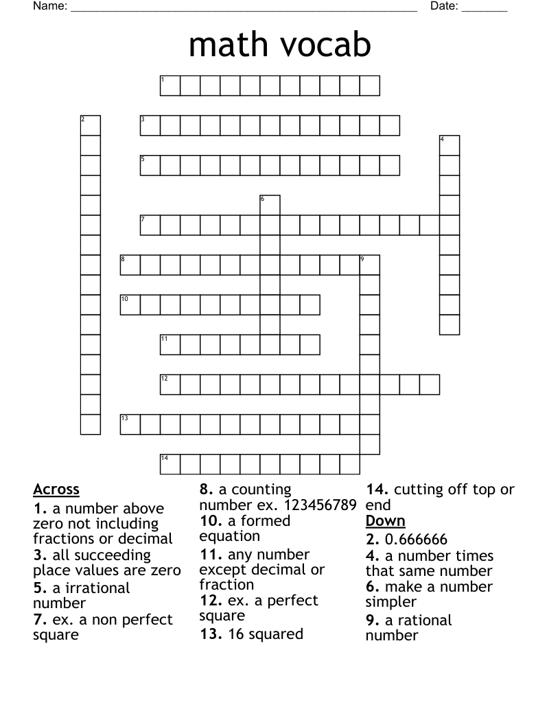 math vocab Crossword