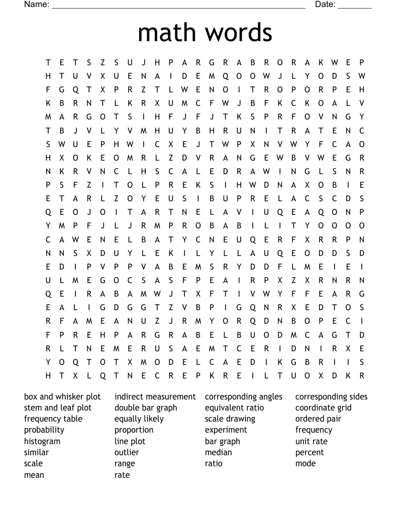 math words Word Search
