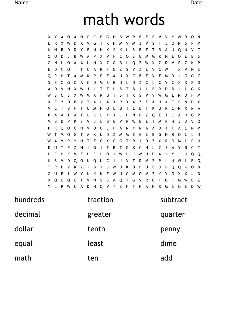 math words Word Search
