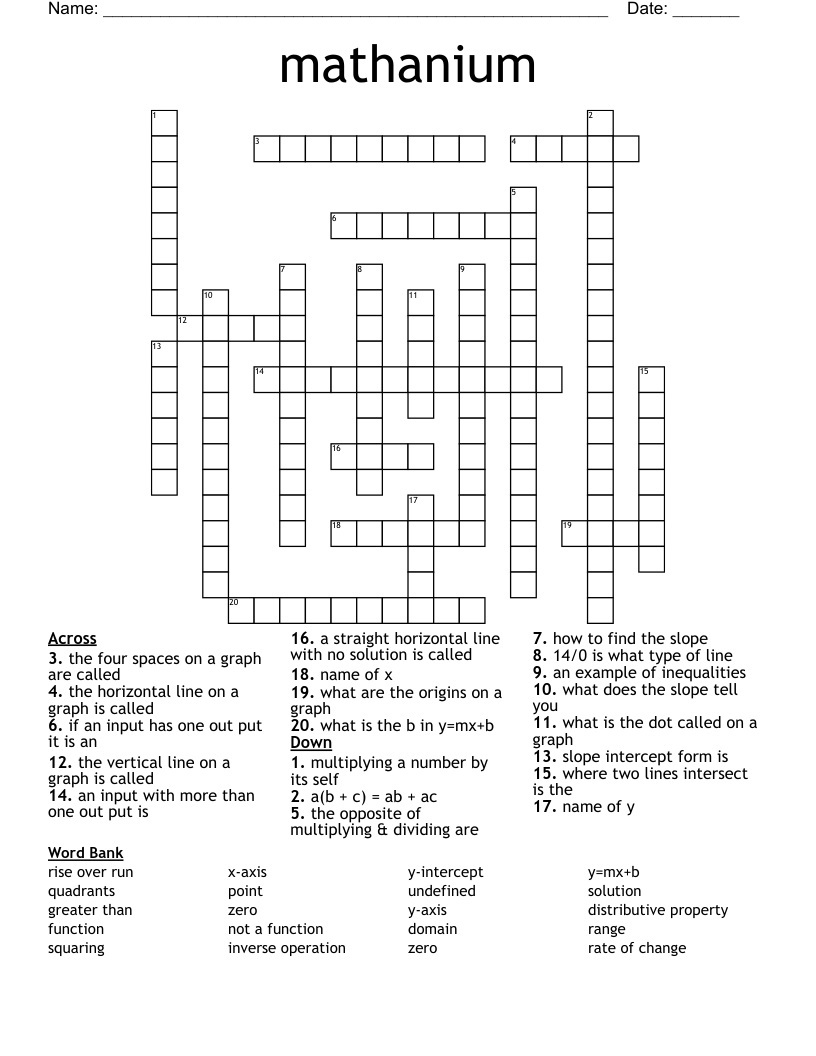 mathanium Crossword