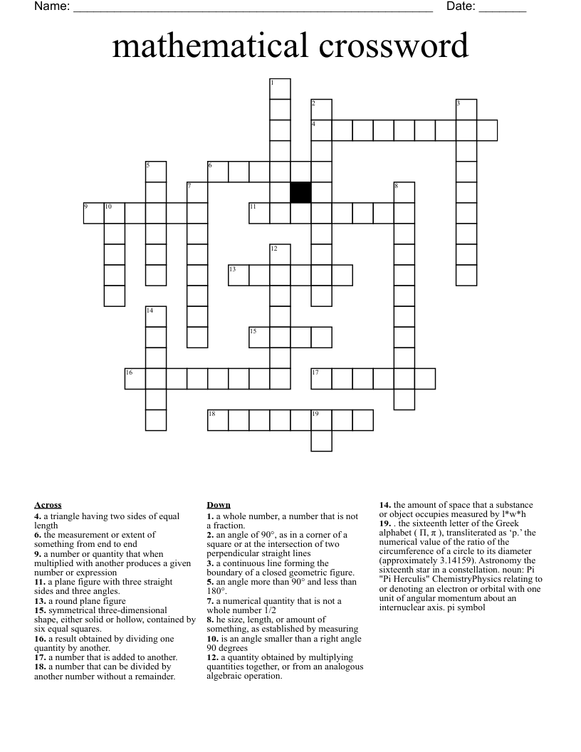 mathematical crossword