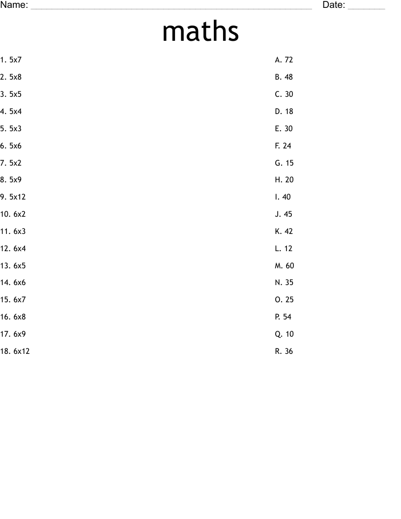 maths Worksheet
