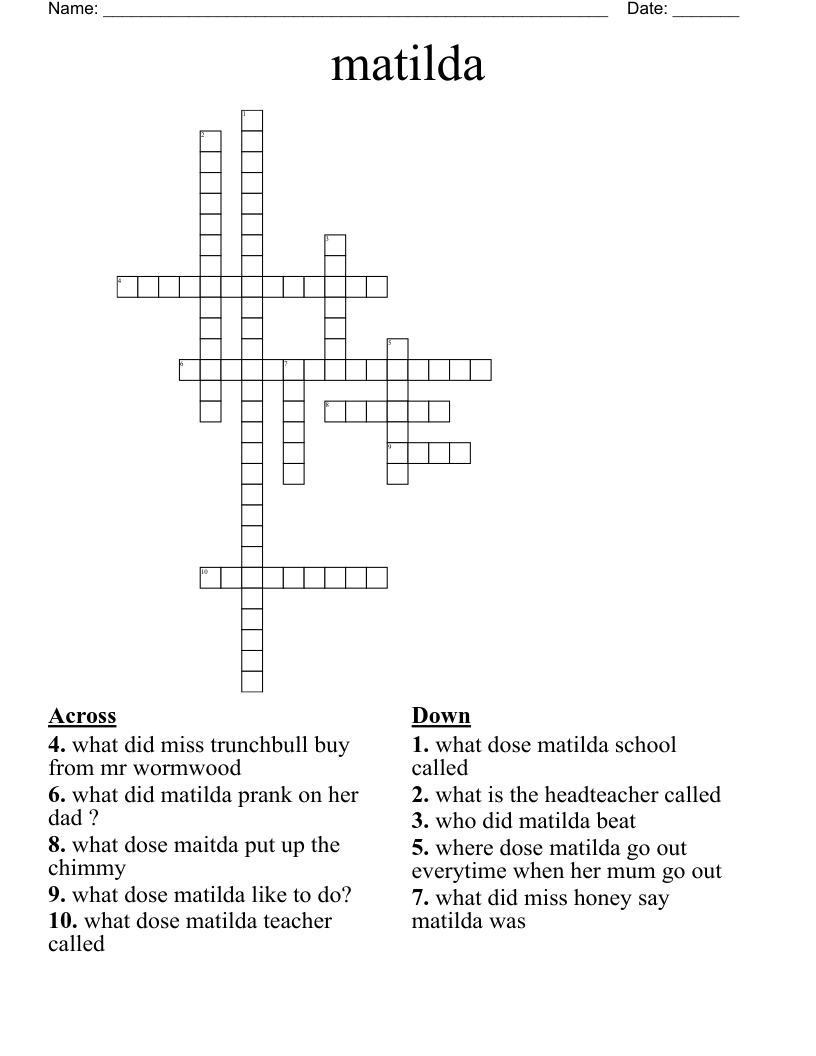 matilda Crossword