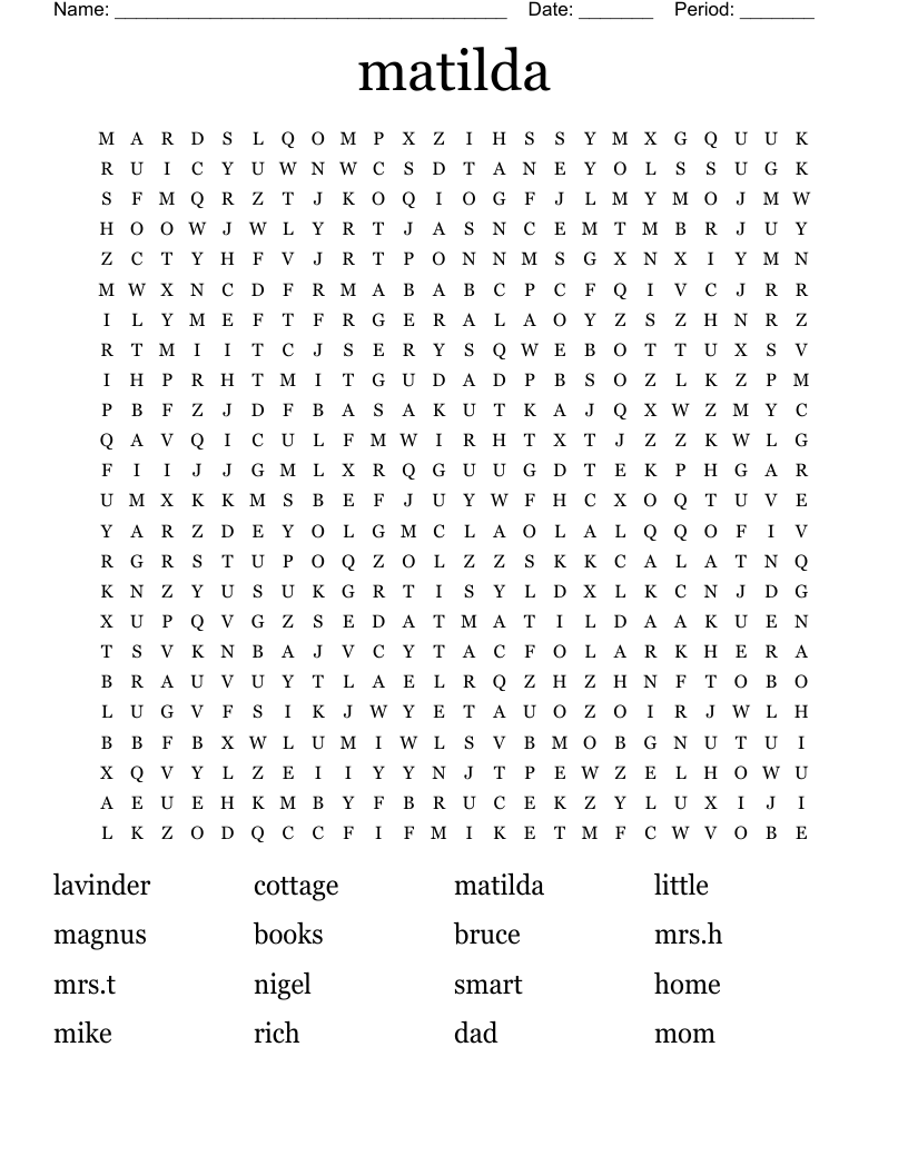 matilda Word Search