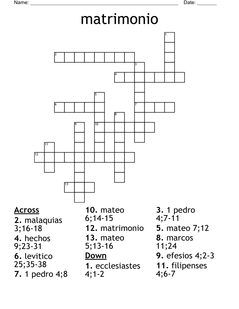matrimonio Crossword