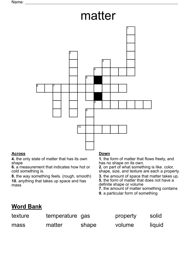 matter Crossword