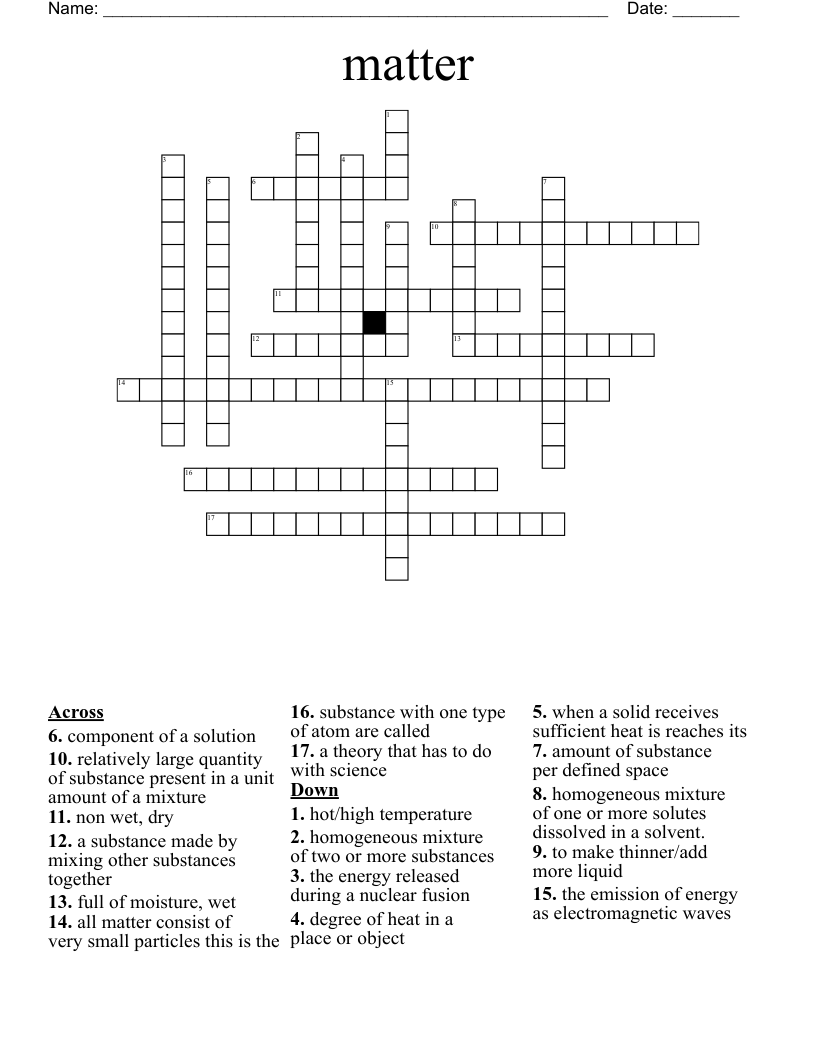 matter Crossword