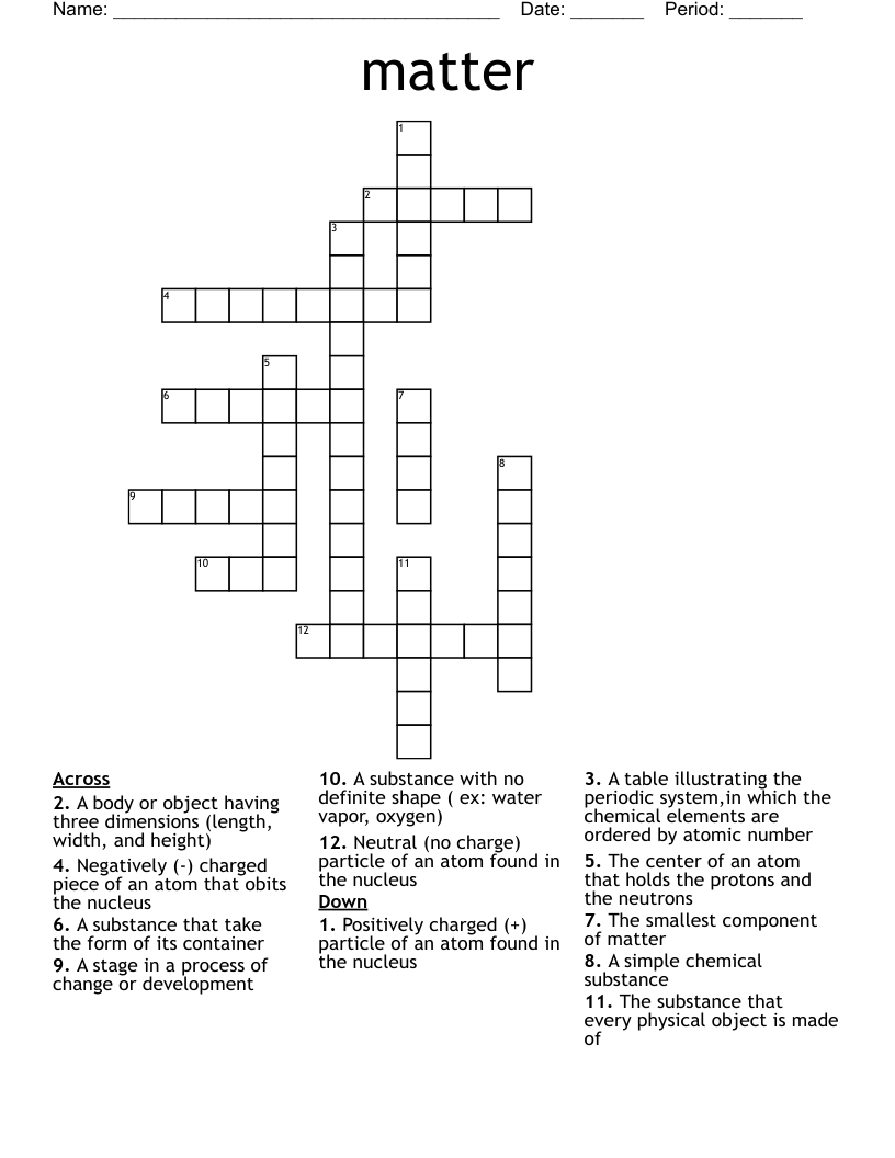 matter Crossword