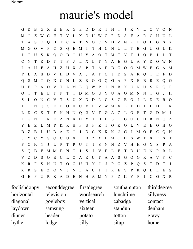 maurie's model Word Search