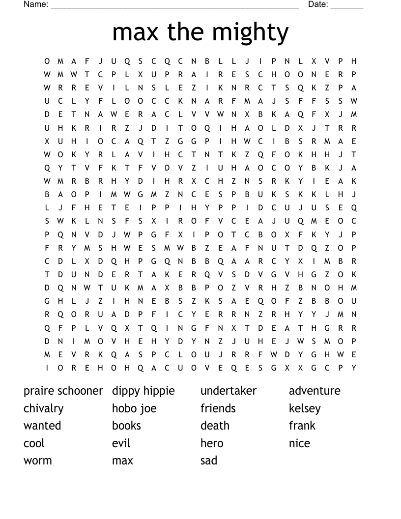 max the mighty Word Search