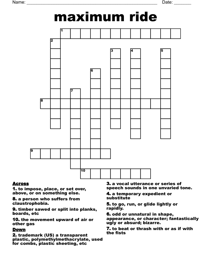 maximum ride Crossword