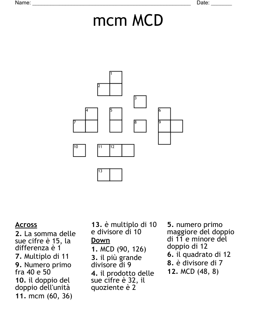 mcm MCD Crossword