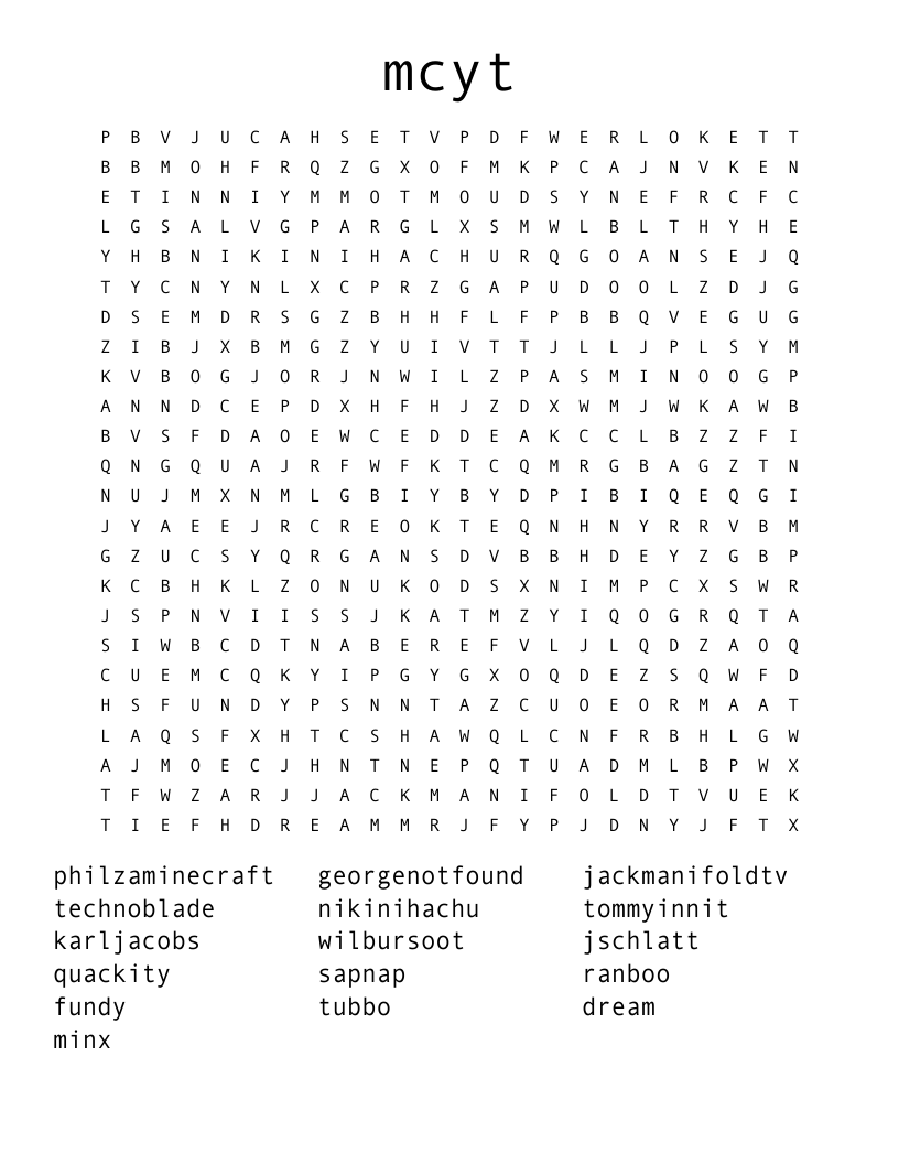 mcyt Word Search