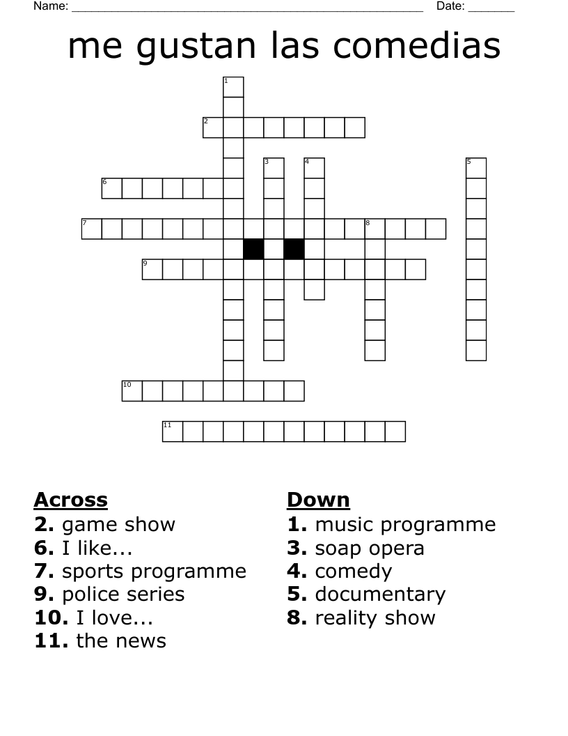 me gustan las comedias Crossword