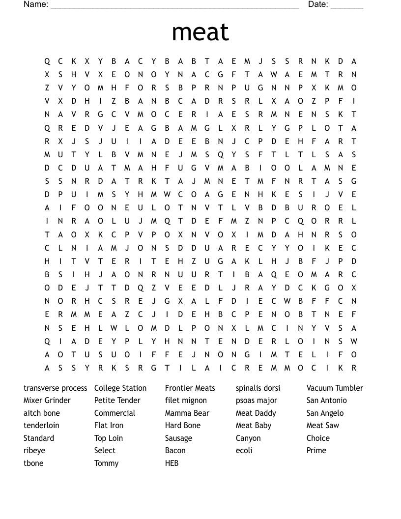 meat Word Search