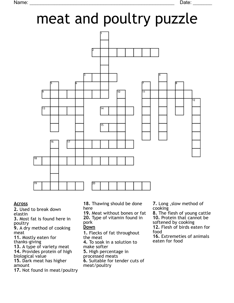 meat and poultry puzzle Crossword