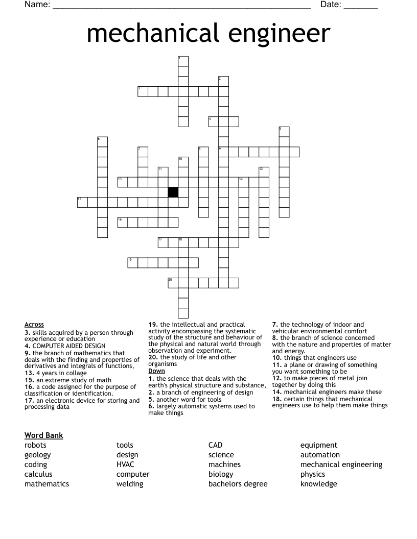 mechanical engineer Crossword