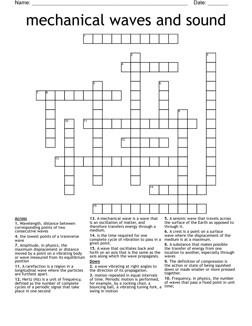 mechanical waves and sound Crossword
