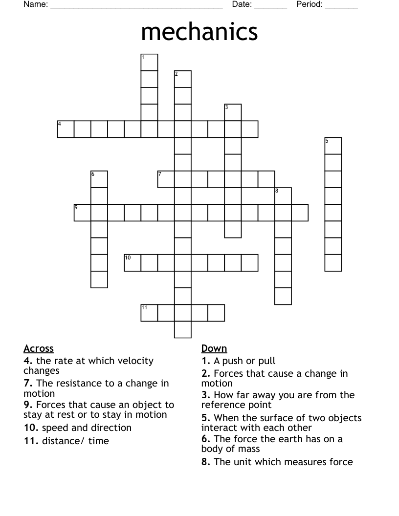 mechanics Crossword