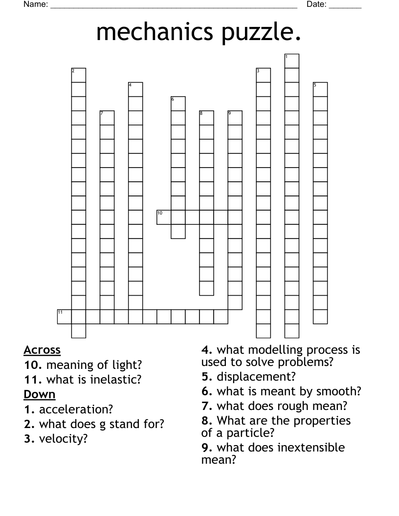 mechanics puzzle. Crossword