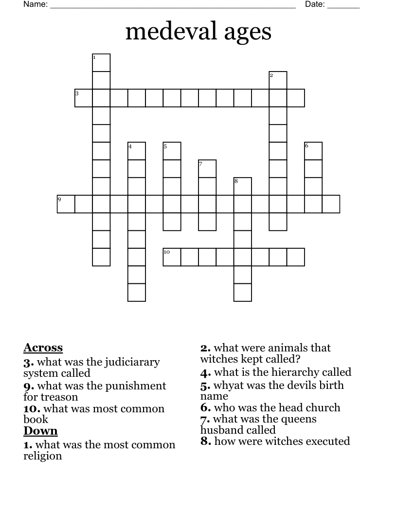 medeval ages Crossword
