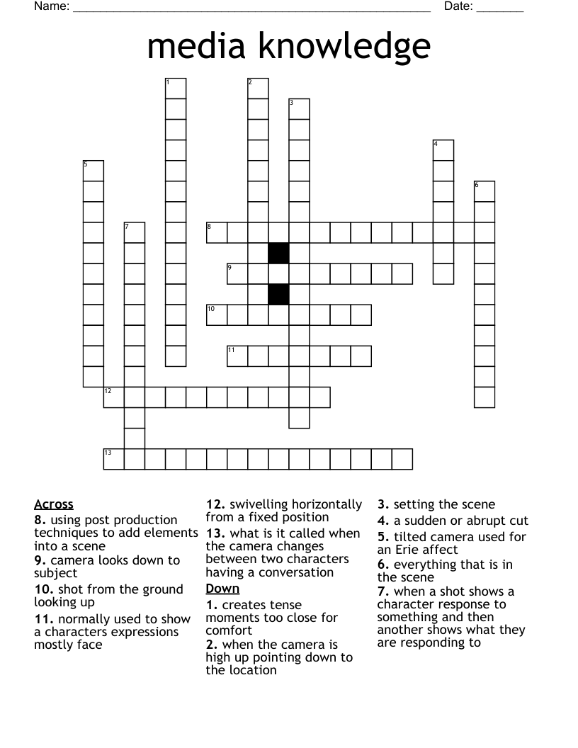 media knowledge  Crossword