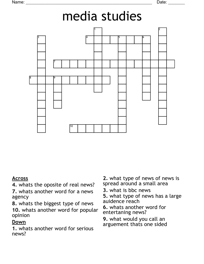 media studies Crossword