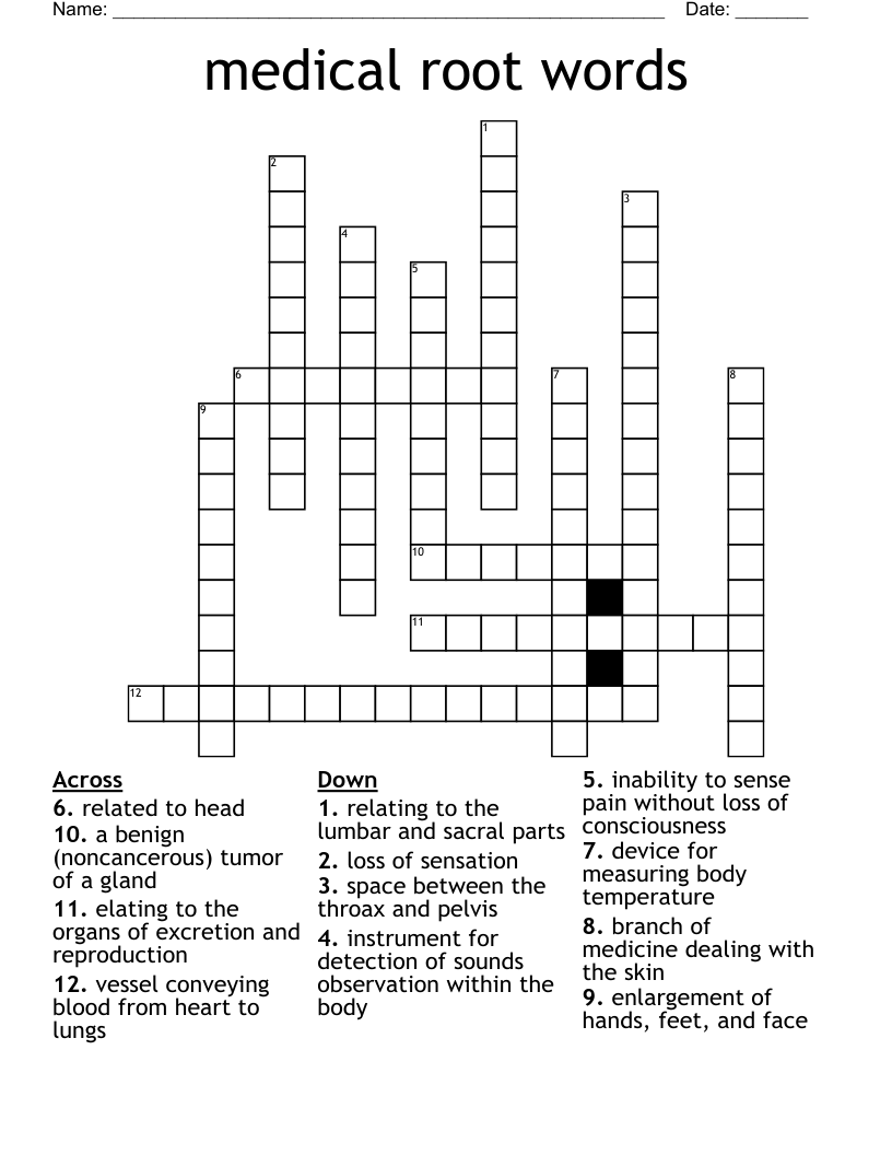 medical root words Crossword