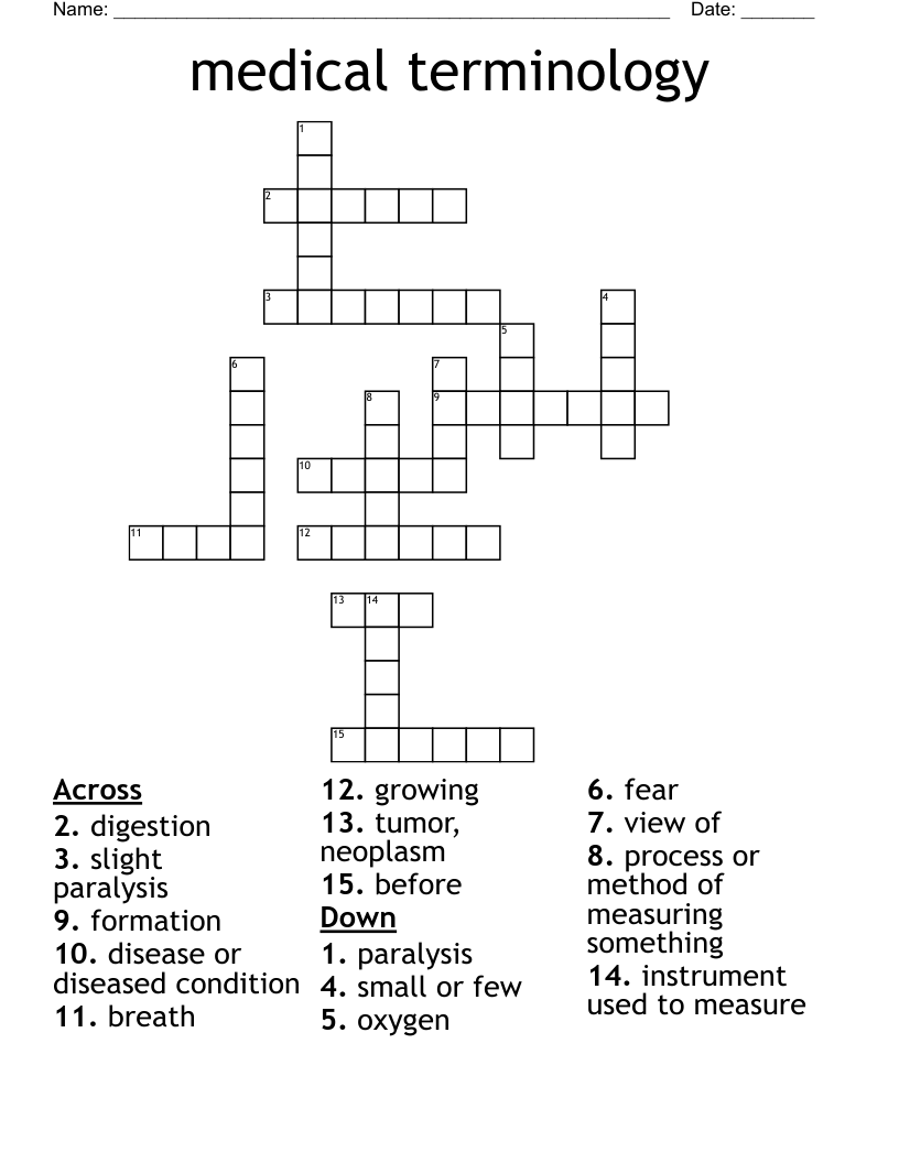 medical terminology Crossword