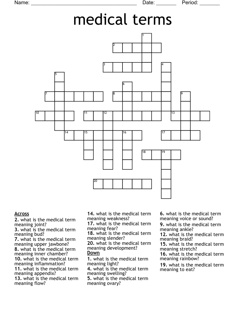 medical terms Crossword
