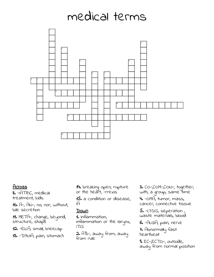 medical terms Crossword