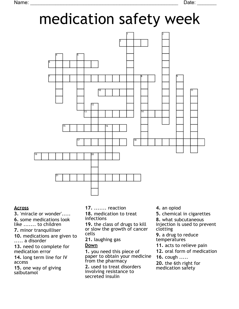 medication safety week Crossword