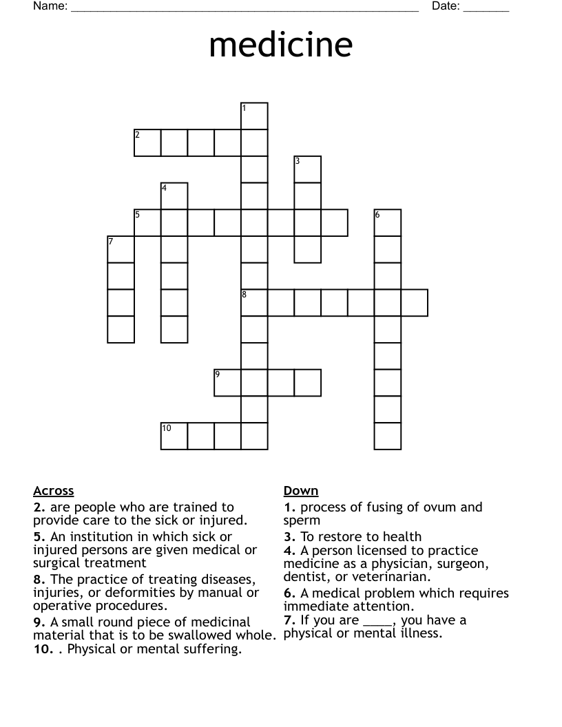 medicine  Crossword