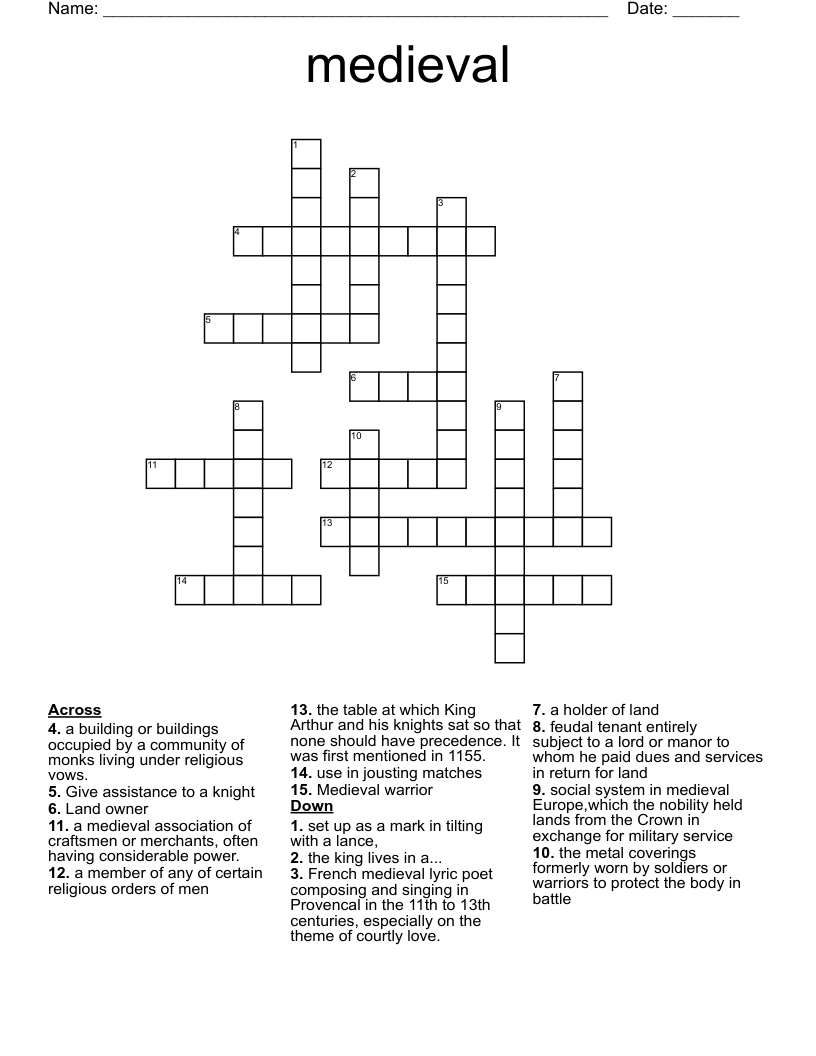 medieval Crossword